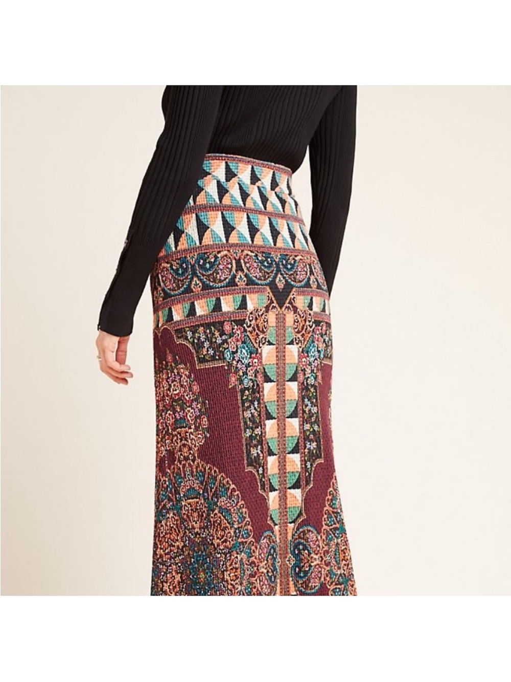 FARM Rio Burgundy Multicolor Printed Maxi Skirt - Picture 2 of 7